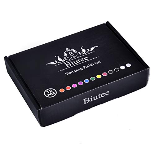 Biutee 12 Botes 8ml Esmaltes para Estampar, para impresión de Uñas , para usar con Placas Estampacion Uñas