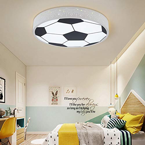 BIZHUAN Luz Redonda LED Techo de iluminación de Techo Ventilador Tema Bar Tienda de decoración ingeniería fútbol 48CM más atenuación