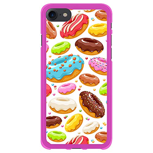 BJJ SHOP Funda Rosa para [ iPhone 7 / iPhone 8 ], Carcasa de Silicona Flexible TPU, diseño: Donuts Dulces con azucar Glass y virutas