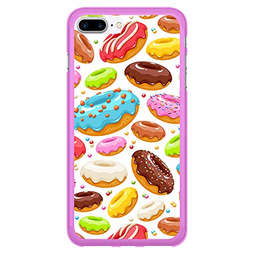 BJJ SHOP Funda Rosa para [ iPhone 7 Plus/iPhone 8 Plus ], Carcasa de Silicona Flexible TPU, diseño: Donuts Dulces con azucar Glass y virutas