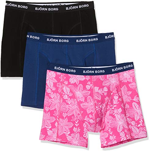 Bjorn Borg BB Fiji Flower Sammy Shorts Bóxer, Rosa/Negro/Azul Marino, XXL para Hombre