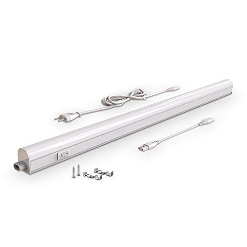 B.K.Licht - Regleta LED bajo armarios y cabinetes, de luz blanca neutra, iluminación bajo mueble con interruptor de luz, 15 W, 4000 K, 1200 lm, color blanco