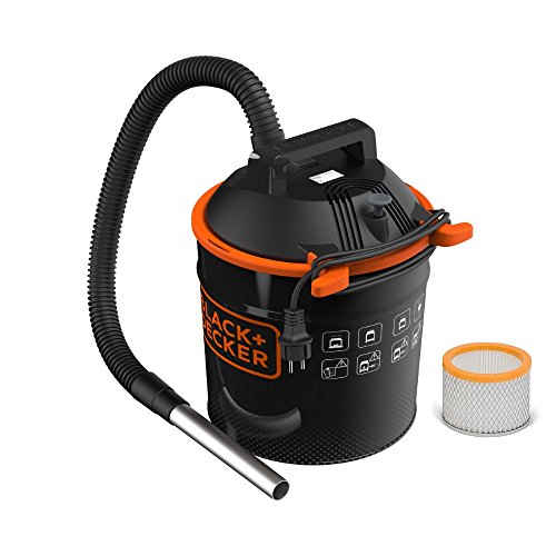 Black+Decker BXVC20TPE Aspirador de Cenizas (900 W, 18 l) con Sacudidor de Filtro