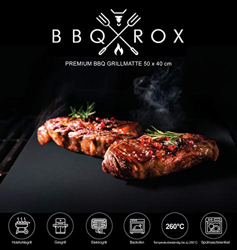 Blackrox - Juego de 3 esterillas para barbacoa, antiadherentes, reutilizables, sin PFOA, para barbacoas de carbón vegetal, barbacoas de gas o parrillas eléctricas, de gas y de estilo webe 40 x 33 cm