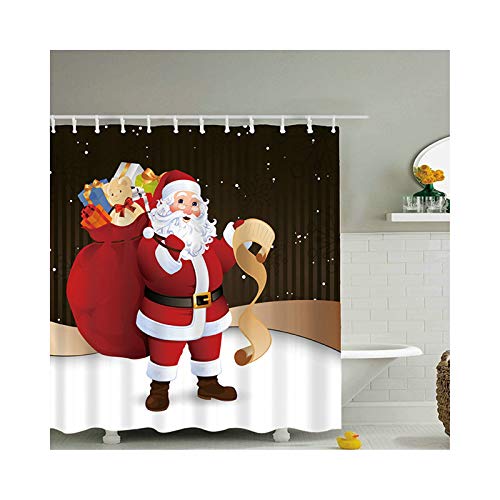 Blisfille Cortinas para Maquinaria Cortinas para Infantil Cortina de Ducha de Santa Claus con Regalostyle03