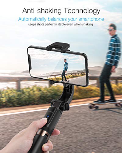 BlitzWolf Palo Selfie Trípode Estabilizador One-Axis Gimbal Estabilizador con Equilibrio Automático Antivibración, Seflie Stick Bluetooth para iPhone Samsung Huawei Android(Negro)