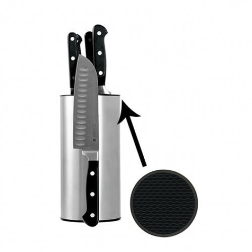 Bloque cilíndrico para cuchillos de acero inoxidable economizador de espacio (sin cuchillos) de Coninx - Para un almacenamiento seguro, limpio y organizado - Incluye 5 AÑOS DE GARANTÍA DE RECAMBIO - 11 x 11 x 23 cm - Taco de cuchillos/ Juego de cuchillos