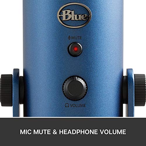 Blue Microphones Yeti - Micrófono USB para grabación y transmisión en PC y Mac, transmisión de juegos, llamadas de Skype, transmisión de Youtube, Plug and Play, color Azul (Medianoche)