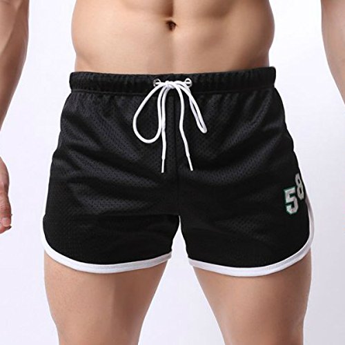 Bluelover Atletismo Running Shorts para Hombres Doble Malla R¨¢Pida .Qry Fit Transpirable Bermudas Boxeador-Negro-S