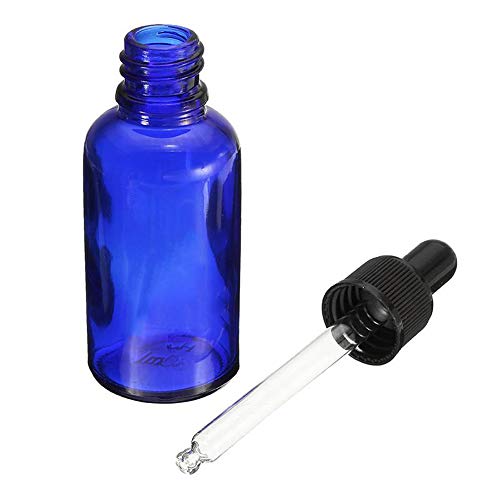 BlueXP 4 Pieza Azul Ámbar Botellas 10ml 20ml Marrón Frasco de Vidrio Ámbar con Cristal y Goma Pipeta para Aromaterapia Aceite Esencial y Perfume Medicina Líquidos Etc