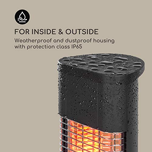 blumfeldt Heat Guru Plus In & out - Calefactor, Interiores/Exteriores, Infrarrojos, Calentador de Carbono, Potencia de 1.200 W, 3 Niveles, Temporizador, Protección IP65, Mando a Distancia, Negro