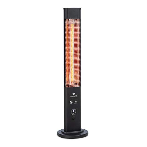 blumfeldt Heat Guru Plus In & out - Calefactor, Interiores/Exteriores, Infrarrojos, Calentador de Carbono, Potencia de 1.200 W, 3 Niveles, Temporizador, Protección IP65, Mando a Distancia, Negro