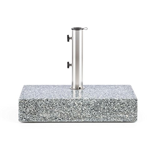 Blumfeldt Schirmherr 25HSQ - Base para sombrilla, Soporte antivuelco, Ideal Balcones, terrazas y Jardines, Superficie Reducida, Rectangular, Pulida, Piedra Natural, Granito, Acero INOX, Gris