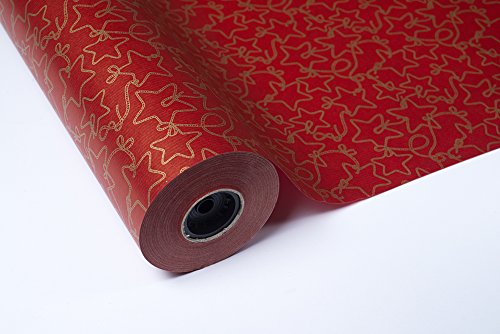 Bobina Papel DE Regalo 70CM X 100M Kraft VERJURADO DISEÑO Estrellas