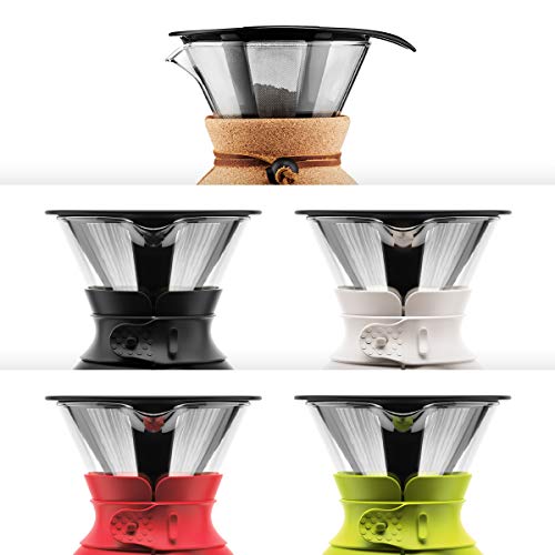 Bodum - 11571-294S - Pour Over - Cafetera de Goteo con Filtro Dorado - 1.0 l - Color Rojo