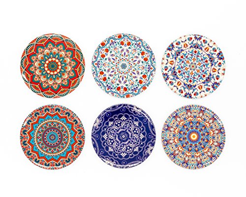 BOHORIA® Premium Design Posavasos (Set de 6) - Posavasos decorativos para vidrio, copas, floreros, velas en su mesa de comedor en madera, vidrio o piedra (Ronda | 9cm) (Edición) (Marrakech)