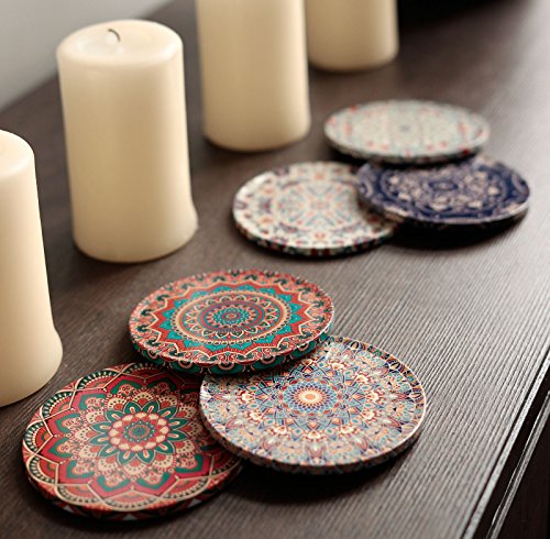 BOHORIA® Premium Design Posavasos (Set de 6) - Posavasos decorativos para vidrio, copas, floreros, velas en su mesa de comedor en madera, vidrio o piedra (Ronda | 9cm) (Edición) (Marrakech)