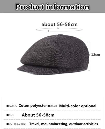 Boinas Gorro Sombrero De Boina De Invierno para Hombre, Gorros De Lengua con Personajes De Moda Cálidos para Hombres De Mediana Edad, Sombreros De Papá, Gorra Plana, 56-58Cm, Café