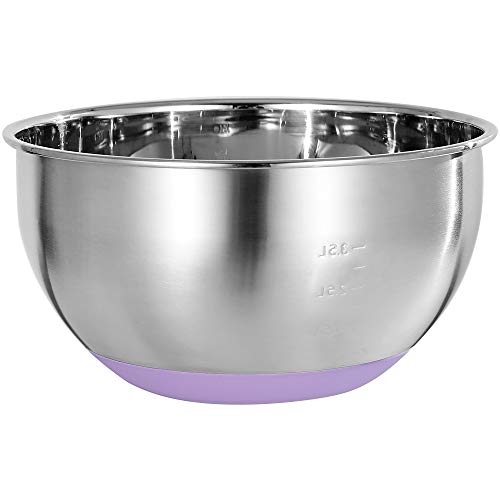 Bol de Acero Inoxidable con Base Antideslizante Cuencos para Mezclador Acero Inoxidable Bol Cocina Inox, 28cm