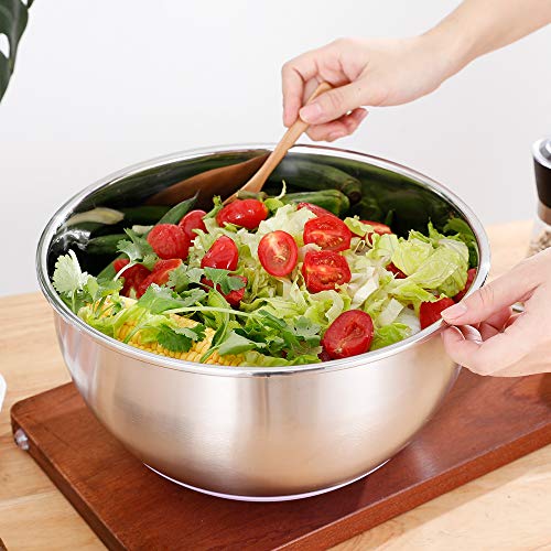 Bol de Acero Inoxidable con Base Antideslizante Cuencos para Mezclador Acero Inoxidable Bol Cocina Inox, 28cm