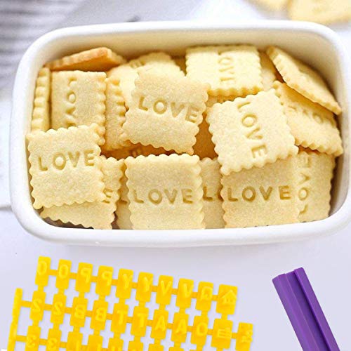 BoloShine 92 Moldes Cortadores de Letras y Números para Galletas, Alfabeto de Bricolaje Molde de Pastel de Plástico Cortador Fondant para Repostería Decoración, Herramienta de Bricolaje