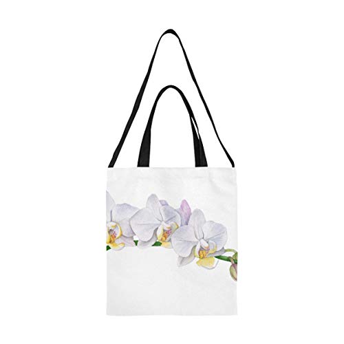 Bolsa de asas de lona para niños Rama de orquídeas Flor de primavera Bolsa de lona pequeña Bolsa de asas de lona grande Estampado artesanal de gran tamaño Correa de hombro cruzada simple Comprador es