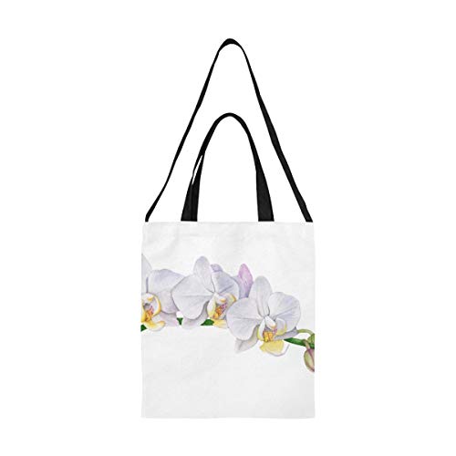 Bolsa de asas de lona para niños Rama de orquídeas Flor de primavera Bolsa de lona pequeña Bolsa de asas de lona grande Estampado artesanal de gran tamaño Correa de hombro cruzada simple Comprador es