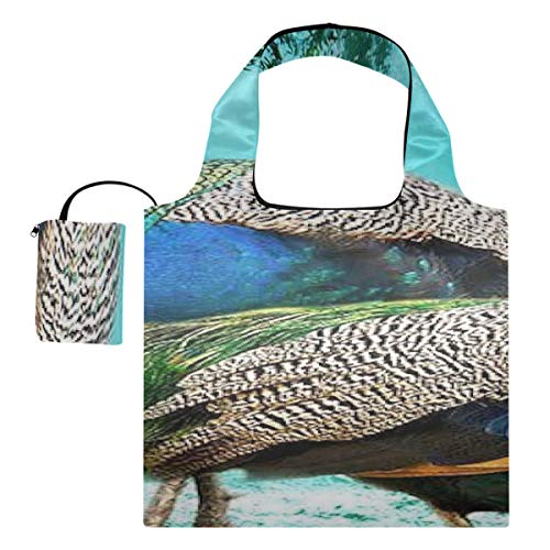 Bolsa de compras para compras Hermoso par de pavo real Papel tapiz de alta definición Bea Cool Canvas Tote Bag Bolsas de compras reutilizables Bolsas de compras reutilizables de poliéster, lavables,