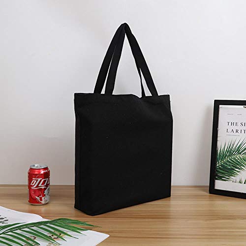 Bolsa de la compra unisex de lona para imprimir su diseño, bolso de hombro negro, para viajes, comestibles, reutilizable, de algodón ecológico 25 x 30 cm.