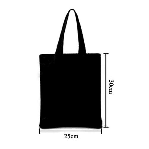 Bolsa de la compra unisex de lona para imprimir su diseño, bolso de hombro negro, para viajes, comestibles, reutilizable, de algodón ecológico 25 x 30 cm.