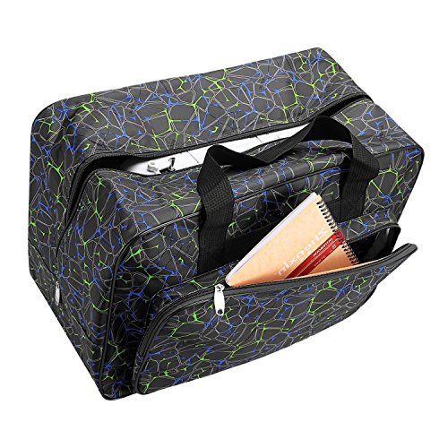 Bolsa de lona impermeable para máquina de coser de gran capacidad, bolsa de almacenamiento para máquina de coser, bolsa de mano portátil para viaje, bolsa de mano acolchada, con bolsillos y asa negro