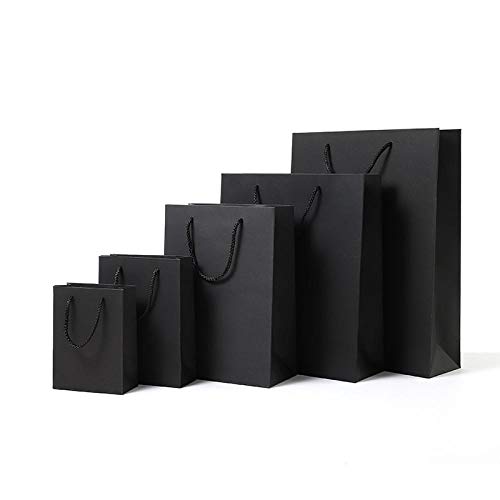 Bolsa De Papelversión Vertical Bolsa De Regalo De Papel Simple Negra Caja De Dulces De Papel Kraft Con Asa Paquete De Regalo De Fiesta De Cumpleaños De Boda-Negro_Cuadrado 30X30X30Cm