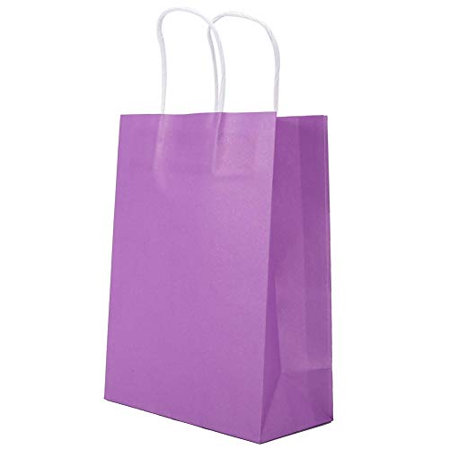 Bolsa de regalo de papel kraft bolsas de la compra al por menor Candy Chocolate Favor bolsa con asa para boda fiestas compras 25 piezas, color morado