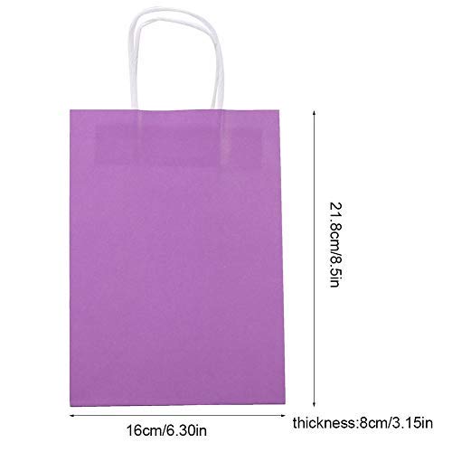 Bolsa de regalo de papel kraft bolsas de la compra al por menor Candy Chocolate Favor bolsa con asa para boda fiestas compras 25 piezas, color morado