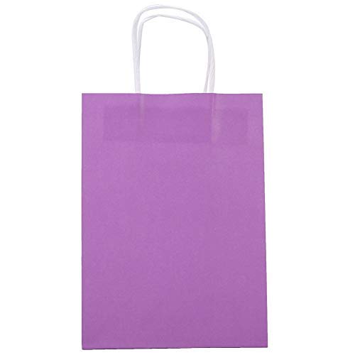 Bolsa de regalo de papel kraft bolsas de la compra al por menor Candy Chocolate Favor bolsa con asa para boda fiestas compras 25 piezas, color morado