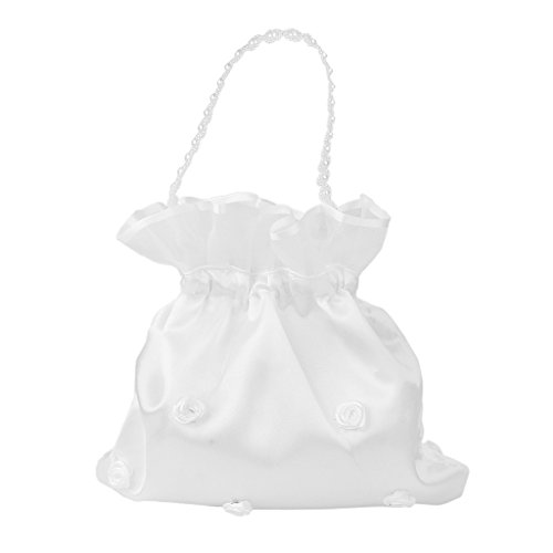 Bolsas Bolso de Organza Novia Cuerda Floritas Satén Decoración para Boda Regalo Blanco