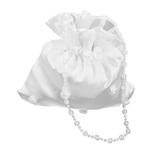 Bolsas Bolso de Organza Novia Cuerda Floritas Satén Decoración para Boda Regalo Blanco