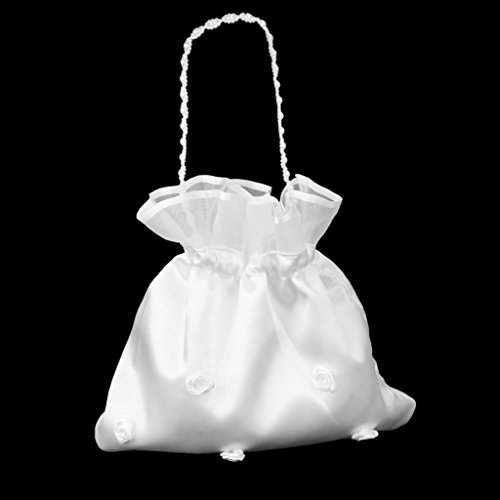 Bolsas Bolso de Organza Novia Cuerda Floritas Satén Decoración para Boda Regalo Blanco