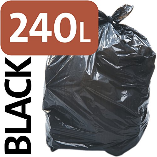 Bolsas de basura Aline de 240 L, para cubo con ruedas, resistentes, de polietileno negro, polietileno, 3 sacks