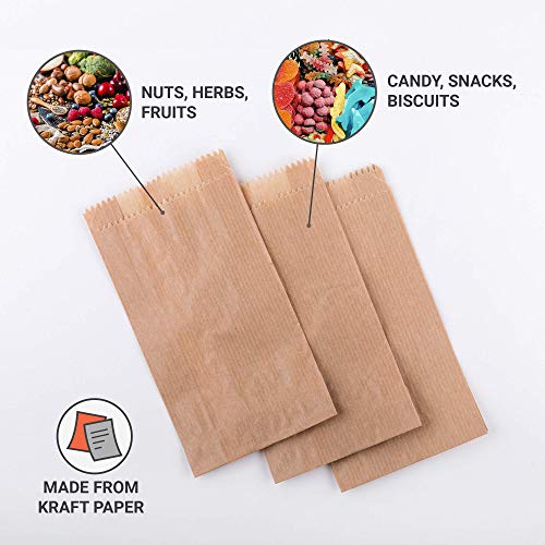 Bolsas de papel de 90 x 40 x 170 mm, 9 x 4 x 17 cm, color marrón, para almuerzo, para detalles de boda (100 unidades)