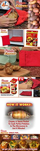 Bolsas «HK Potato Jacket» para cocinar patatas en microondas rápidamente (2 unidades lavables a máquina y reutilizables). Incluyen descamador de pescado y pelador de frutas y verduras