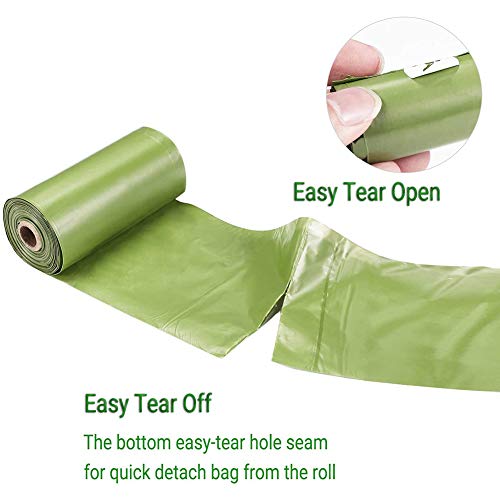 Bolsas para Excremento De Perro, Bolsas para Excremento Biodegradables para Perros con Dispensador/Clip De Plomo, Bolsas Extragrandes para Desechos De Perros A Prueba De Fugas, Ecológicas,Verde