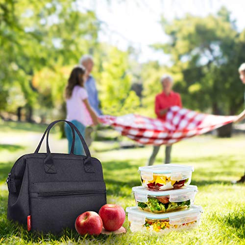 Bolsas Térmica Porta Alimentos,esafio 12L Gran Capacidad de Bolsas para Llevar Comida Trabajo Oficina Picnic Camping Fiesta Excursión Playa Viaje Color Negro