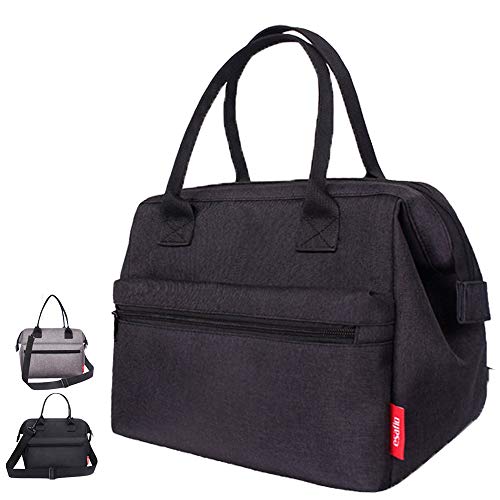 Bolsas Térmica Porta Alimentos,esafio 12L Gran Capacidad de Bolsas para Llevar Comida Trabajo Oficina Picnic Camping Fiesta Excursión Playa Viaje Color Negro