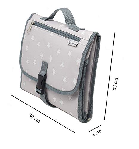 bolso Cambiador Portátil para bebé – Cambiador Plegable de viaje – 2 bolsillos internos 1 Externa – Cambia Los pañales en Cualquier sitio con el kit Cambiador de viaje 30 x 20 x 4 cm