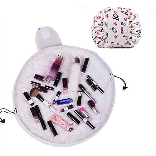 Bolso de lazo perezoso Gran capacidad Paquete de viaje portátil de maquillaje a prueba de agua rápido Bolsa de almacenamiento de maquillaje Perfecto para las mujeres niñas (Lápiz Labial)