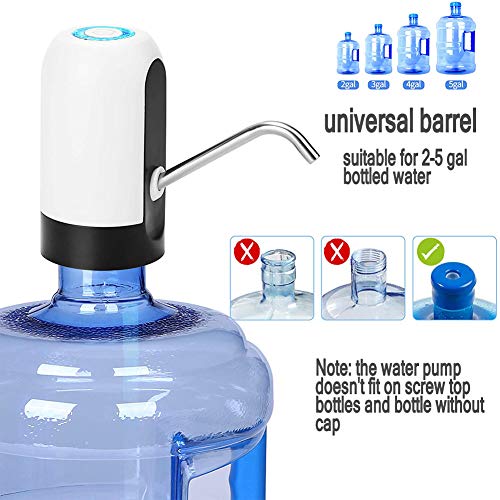 Bomba de botella de agua,Bomba automática de agua potable de 5 galones con carga USB,Jarras universales de 2-5 galones Dispensador de botella de agua eléctrico para el hogar Cocina Oficina Camping