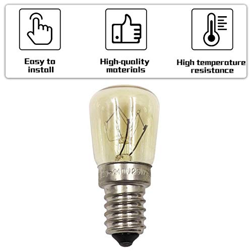 Bombilla de vapor del horno Lámpara E14-25w Alta temperatura 300 ° c Máquina de pan Bombilla de tungsteno amarilla Bombilla AC220-240V (amarillo) ESjasnyfall