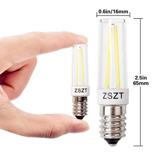 Bombillas campana extractora, ZSZT Bombillas Filamento LED 5W E14 equivalente incandescente de 40W, Blanco Frío 6000K, pequeña y potente, 2 unidades