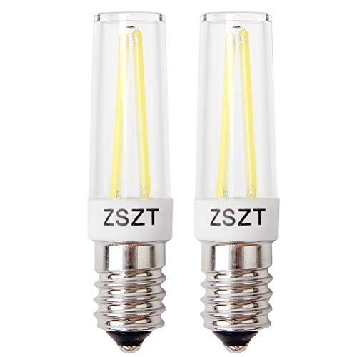 Bombillas campana extractora, ZSZT Bombillas Filamento LED 5W E14 equivalente incandescente de 40W, Blanco Frío 6000K, pequeña y potente, 2 unidades